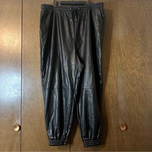 Bagatelle Women’s Black Faux Leather Jogger Pants Pull-On Elastic Waist Sz 3X